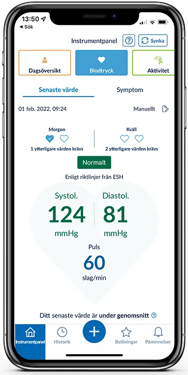 connect appen vy för blodtryck