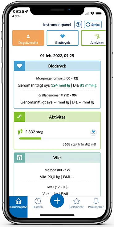 connect appen vy för Översikt